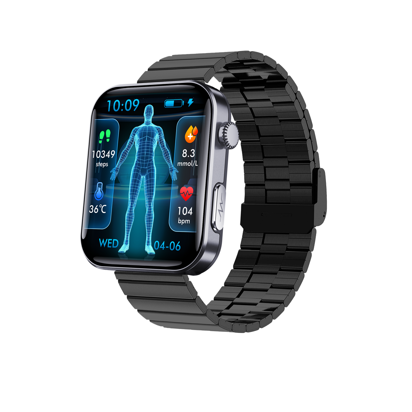 MorePro PulseMax Smartwatch with Enhanced Blood Glucose Monitoring, Fall Detection, Blood Pressure, ECG, Heart Rate, and SpO2 + Fitness Tracking