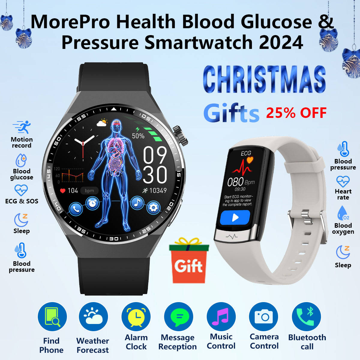 MorePro AegisFit Fall Detection Smartwatch with Advanced ECG + Blood Pressure + Blood Oxygen + Uric Acid + Activity Tracking + Emergency SOS+Free Watch🎁