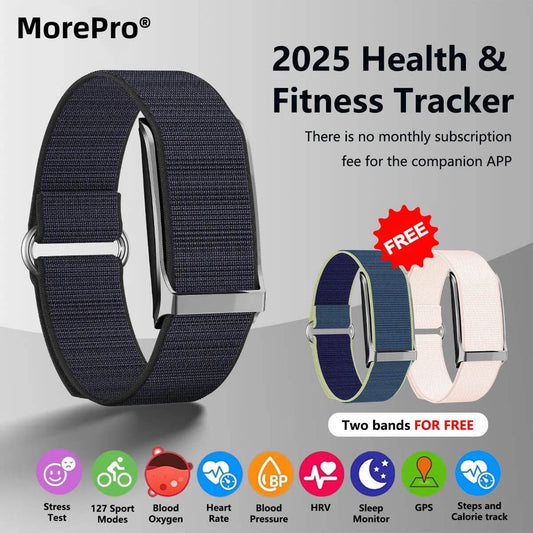 Morepro® FitHop Health Activity & Fitness Tracker With BP+HR+SPO2+Sleep+GPS Tracker-No Monthly Subscription Fee