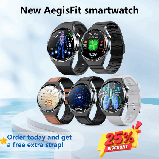 AegisFit Fall Detection Smartwatch with Advanced ECG + Blood Pressure + Blood Glucose + Uric Acid + Activity Tracking + Emergency SOS