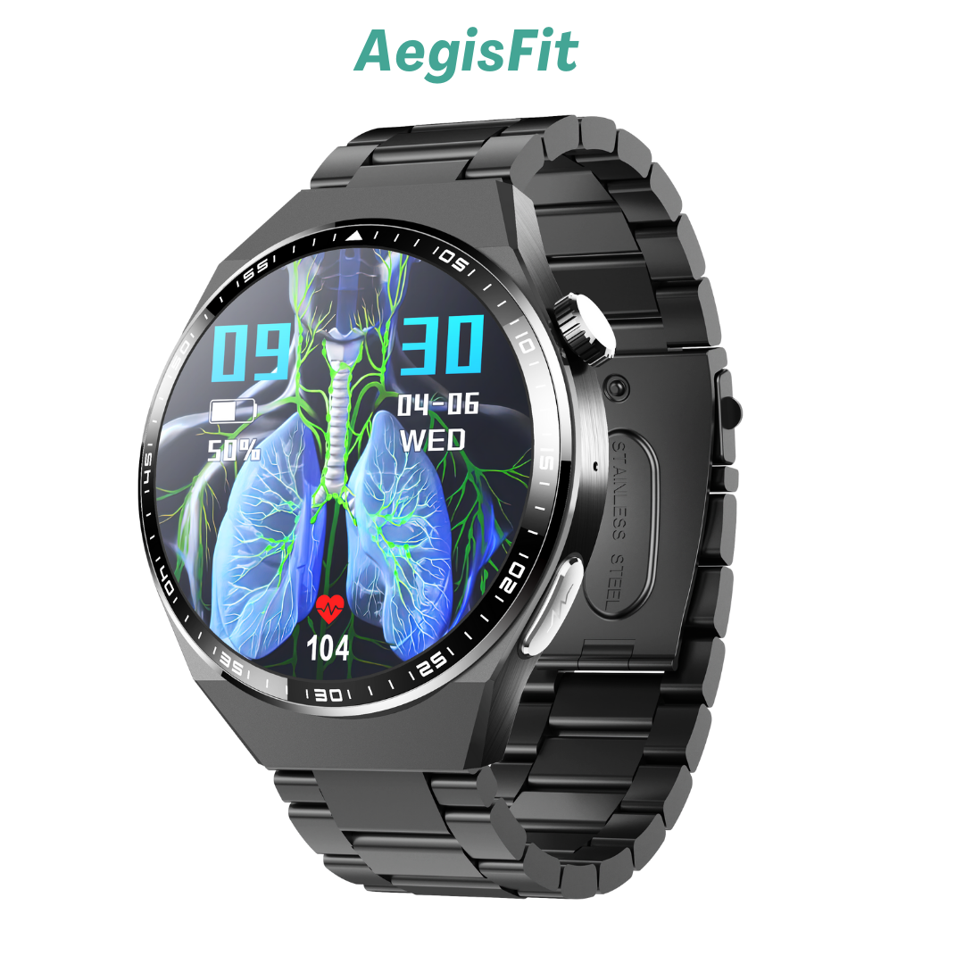 AegisFit Fall Detection Smartwatch with Advanced ECG + Blood Pressure + Blood Glucose + Uric Acid + Activity Tracking + Emergency SOS