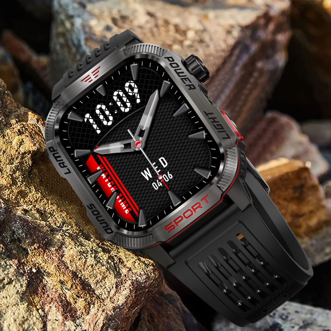 MorePro Trek-X Outdoor Smartwatch—Compass, Barometer, Flashlight with Robust Health and Fitness Tracking and Long Battery Life