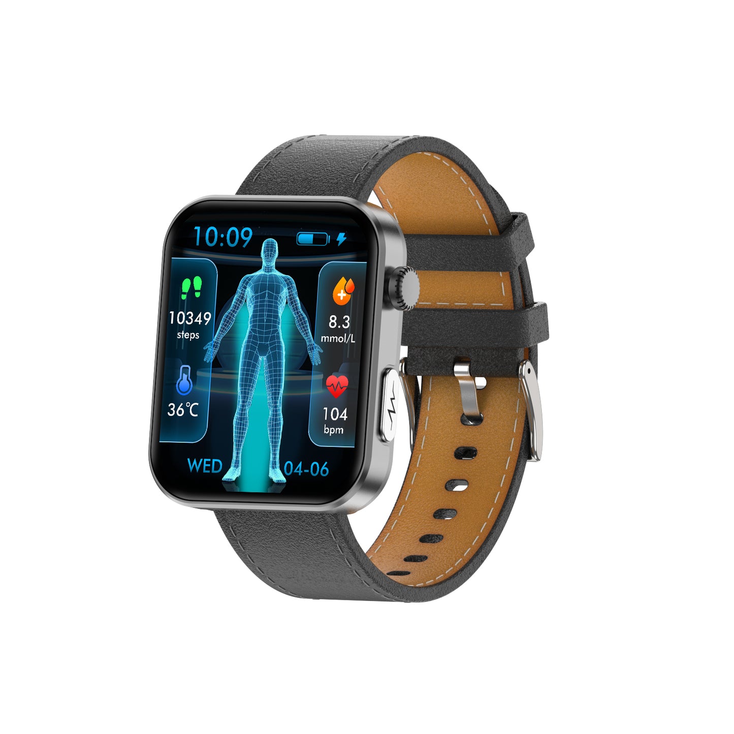 MorePro PulseMax Smartwatch with Enhanced Blood Glucose Monitoring, Fall Detection, Blood Pressure, ECG, Heart Rate, and SpO2 + Fitness Tracking