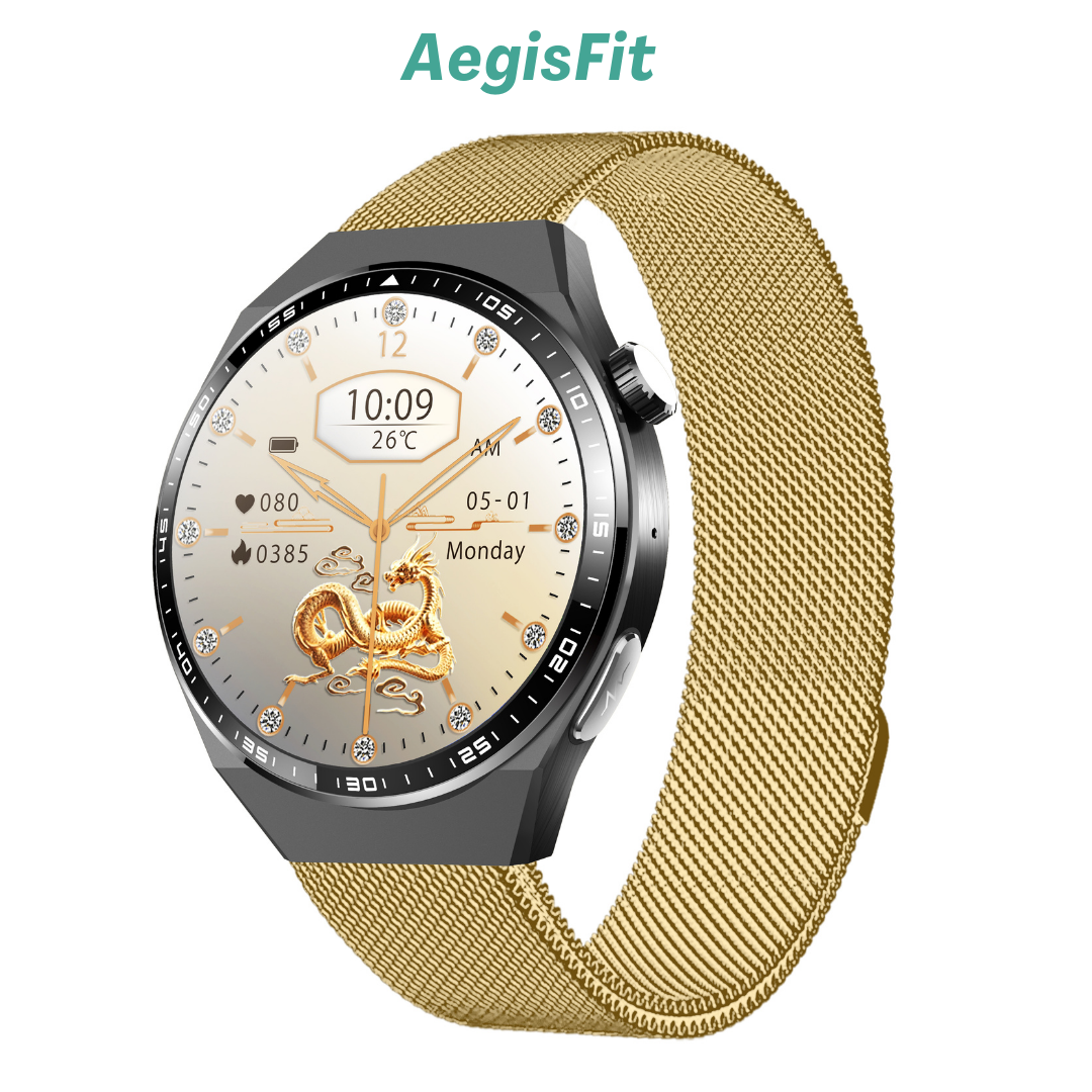 AegisFit Fall Detection Smartwatch with Advanced ECG + Blood Pressure + Blood Glucose + Uric Acid + Activity Tracking + Emergency SOS